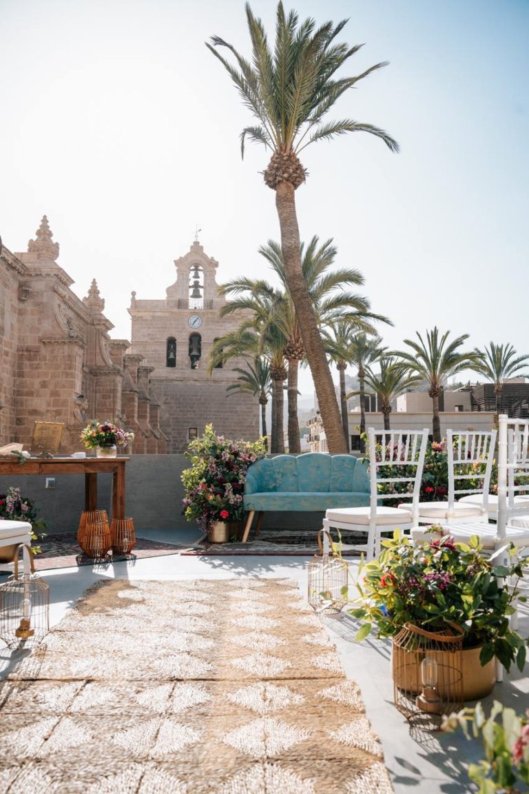 Decoración para eventos privados en la terraza de La Azotea del Restaurante Catedral en Almería